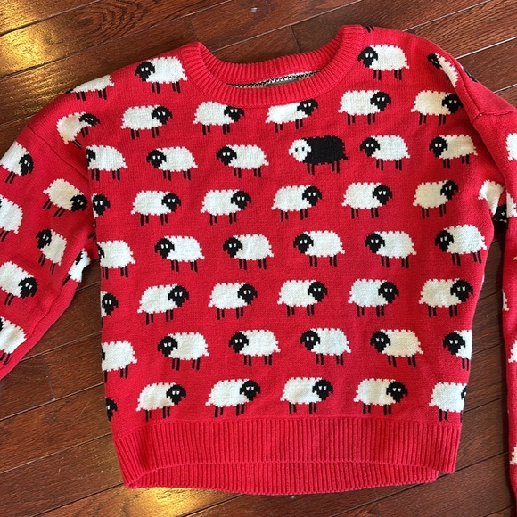 Cupcake clothing THE sheep sweater red/black/white size large - Picture 7 of 12